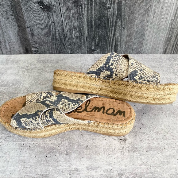 SAM EDELMAN Natty Snakeskin Print Espadrille Slide Sandals - Picture 9 of 12